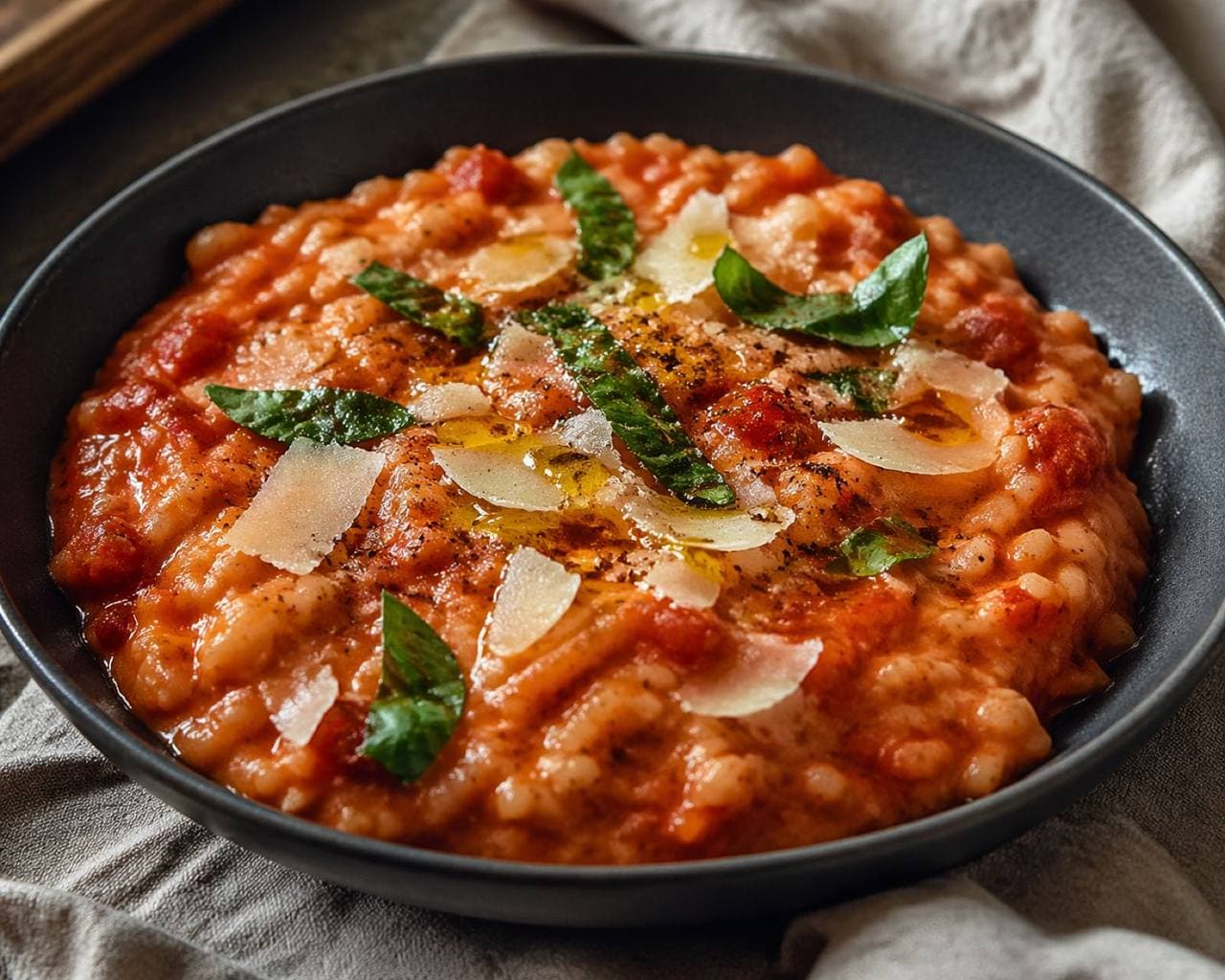 Tomato Risotto with Basil Butter