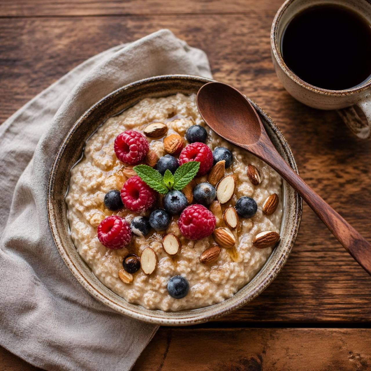 Scottish Oat Bowl with Poached Pear